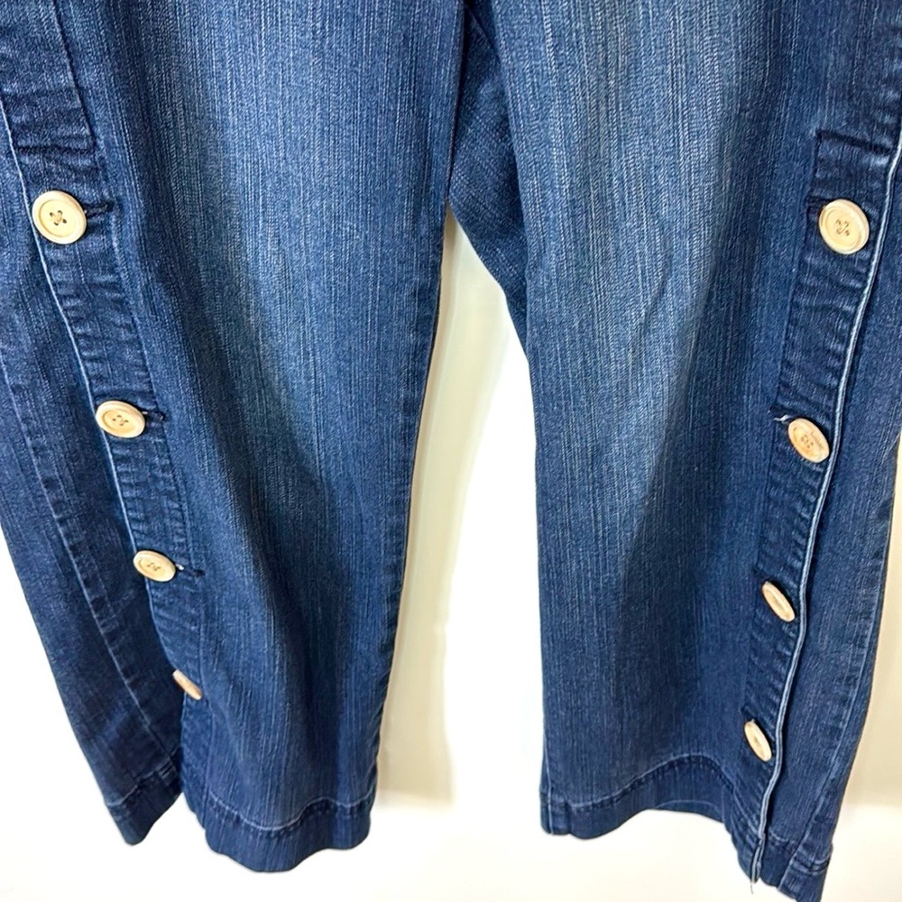 Soft Surroundings Wide Leg Crop Jeans Button Side Sz M - Picture 4 of 13